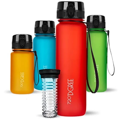 Obrázek 720DGREE láhev na pití 1l &quot;uberBottle&quot; soft Touch + nádoba ovoce bez BPA štíhlá vodu pro sport, fitness, jízdní kolo, univerzální, outdoor tritanová sportovní lehká, odolná