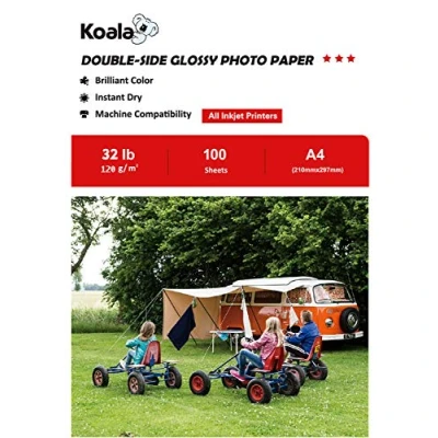 Obrázek Koala Fotopapier für Tintenstrahldrucker, Doppelseitig, Glänzend, A4, 120 g/m², 100 Blatt. Geeignet zum Drucken von Fotos, Zertifikaten, Broschüren, Flyern, Faltblättern, Grußkarten, Kalendern, Kunst