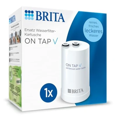 Obrázek BRITA Filterkartusche ON TAP V für Wasserfilter den Wasserhahn (4 Monate) Ersatzkartusche reduziert kleine Partikel, Metalle &amp; geschmacksbeeinträchtigende Stoffe