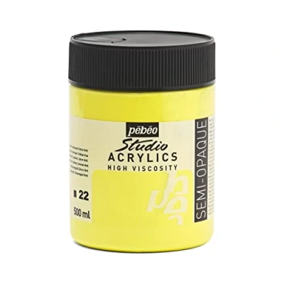 Obrázek Pébéo Studio akrylový hrnec, 500 ml, citronově žlutá/žlutá, 171022, kadmiově žlutá citronová imitace