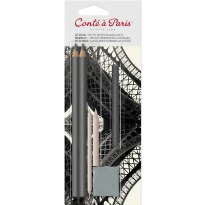 Obrázek Conté a Paris 50073 Drawing Set in Künstlerqualität für kontrastreiches und flächiges Zeichnen, Schreiben Skizzieren