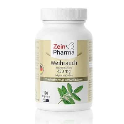 Obrázek ZeinPharma kadidlo 450 mg 120 kapslí indický Boswellia serrata, kapsle s 75% kyseliny Boswellia, doplněk stravy veganský