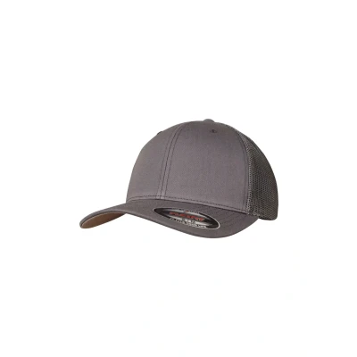 Obrázek Flexfit Unisex čepice Mesh Trucker, baseballová s ohnutým kšiltem pro dámy a pány, jednotná velikost, Tmavě šedá, L XL