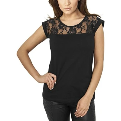 Obrázek Urban Classics Dámské tričko Ladies Top Laces Tee, černá