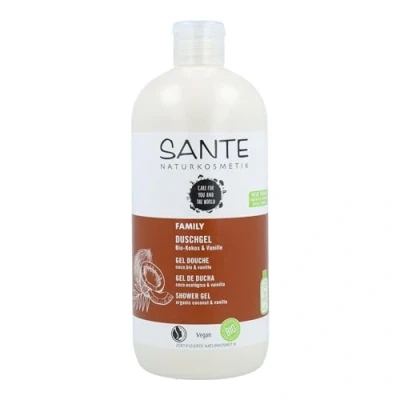 Obrázek Sante Naturkosmetik bio kokosový vanilkový sprchový gel, tropická vůně, čistí jemně a důkladně, veganské, extrakty, 500 ml
