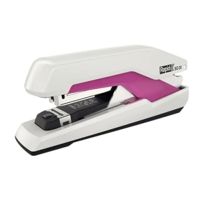 Obrázek Rapid 5000548 sešívačka Super plochá (30 listů, bez námahy, Omnipress, vysoce kvalitní ergonomický kryt, vč. sešívaček, SO30, růžová) bílá/růžová