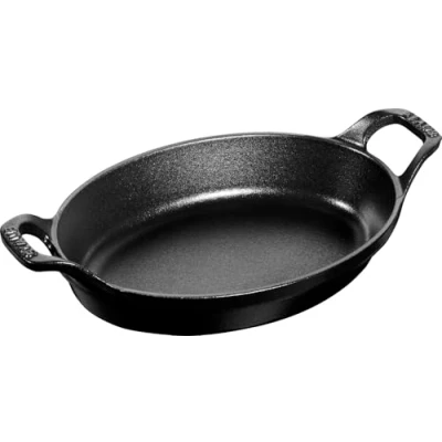 Obrázek STAUB Forma na pečení, oválná se 2 rukojeťmi, 28 cm, 1,6 l, litina, pro všechny typy sporáků, stohovatelná, černá