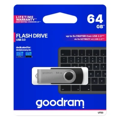 Obrázek GoodRam UTS3 64 GB USB 3.1 (3.1 Gen 2) typ A černý přehrávač Flash čtečka (64 GB, 2), A, 60 MB/s, 20 MB/s)