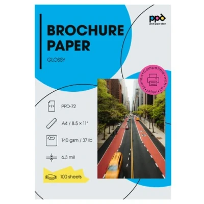 Obrázek PPD 100 x A4 Inkjet Fotopapír Lesklý 140 g Oboustranně potiskovatelný, ideální pro letáky 72