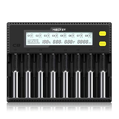 Obrázek Nabíječka akumulátorů 18650, 8 Bay MiBOXER baterií s LCD displejem automatické rychlé nabíjení Li Ion LiFePO4 NI MH Cd AA AAA C 21700 26650 13650 16340 18350 18700 RCR123 C8