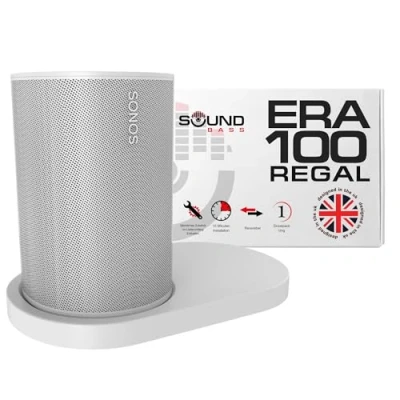 Obrázek Sound bass ERA100 držák na regálovou stěnu, bílý, jednotlivý (1 kus), kompatibilní s reproduktory Sonos ERA 100, držák, správa kabelů, montážní příslušenství