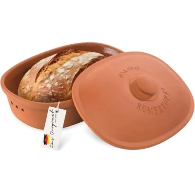 Obrázek Římský hrnec keramický na chléb z hlíny, ideální pro uchovávání chleba a pečiva 30 x 21 cm, terakota