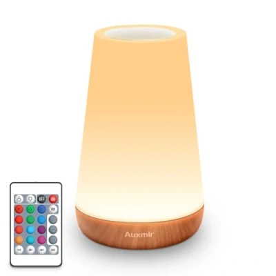 Obrázek Auxmir lampa na noční stolek, světlo, dotykové stmívatelné, 13 barev a 4 režimy, LED stolní USB nabíjecí s dálkovým ovládáním, funkcí časování do ložnice, obývacího pokoje,