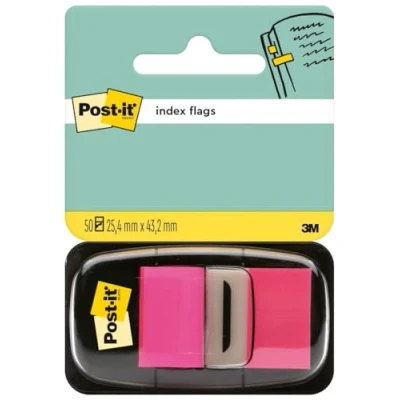 Obrázek Post it Index lepicí pásky, standardní, růžová, 50 lepicích proužků, 25,4 mm x 43,2 extra silné záložky na dokumenty a informace