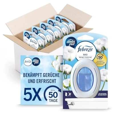 Obrázek Febreze Bad Lufterfrischer, Kontinuierliche Geruchsbekämpfung Und verhinderung, Reine Frische 5 Stück