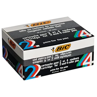 Obrázek BIC 4 barvy náplně do kuličkového pera zelené barvy, balení 50 ks, inkoust, tloušťka linky 0,4 mm