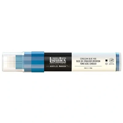 Obrázek Liquitex 4610470 Professional Paint akrylové barvy, zvýrazňovač, umělecké pigmenty na kreslení, malování papír, plátno, textilie, široký hrot, tloušťka linky 815 mm Coelinově modrá Imit.
