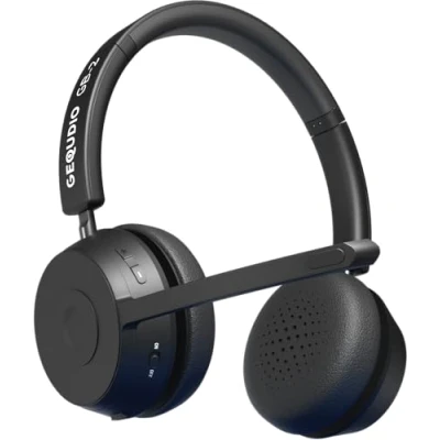 Obrázek GEQUDIO GB 2 Bluetooth Headset s mikrofonem, pasivní potlačení okolního šumu, bezdrátová sluchátka, připojení zařízení současně (smartphone, mobilní telefon, PC, laptop), bezdrátová, Standby 500h