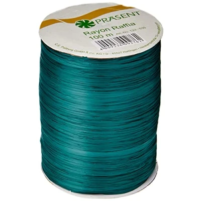 Obrázek PRÄSENT Rayon Raffia lýková stuha jedlově zelená, 100 m dekorační k zabalení dárků, dekorace a kutilství, světlá stuha, pro slavnostní příležitosti