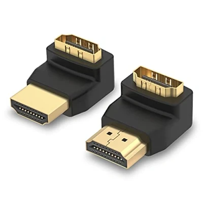 Obrázek VCE 2 kusy HDMI úhlových adaptérů, úhlový konektor 90 stupňů a 270 3D&amp;4K na zdířku, zahnutý pozlacené kontakty