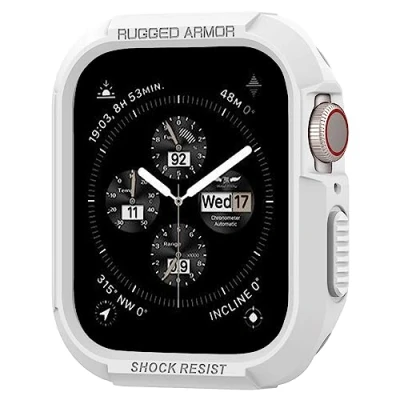 Obrázek Spigen Rugged Armor pouzdro kompatibilní s Apple Watch série 9/8/7(45 mm) 6/5/SE(44 bílé
