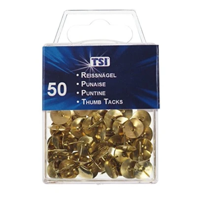 Obrázek TSI 48008 připínáčky, balení 50 ks, zlatá barva, 10 mm