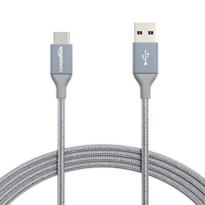 Obrázek Amazon Basics Spojovací kabel, USB C na A, 2. 0 Standard, dvojitě pletený nylon, 3 m, tmavě šedý