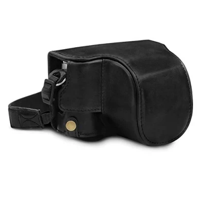 Obrázek MegaGear MG1605 Leica D Lux 7 Ever Ready pouzdro na fotoaparát z pravé kůže s popruhem nošení černý