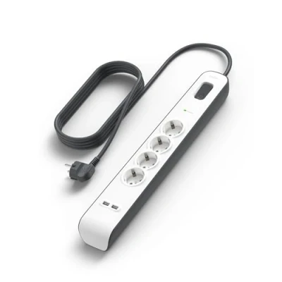 Obrázek Belkin Surge Plus 4násobná zásuvková lišta s ochranou proti přepětí (vč. 2 USB portů 2,4A, 2m kabelem) bílá/šedá, BSV401VF2M