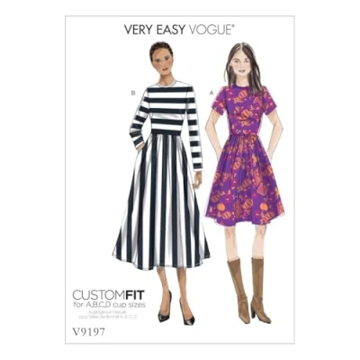 Obrázek Vogue Mustern 9197 A5 Misses Kleid, Tissue, mehrfarbig, Größen 614