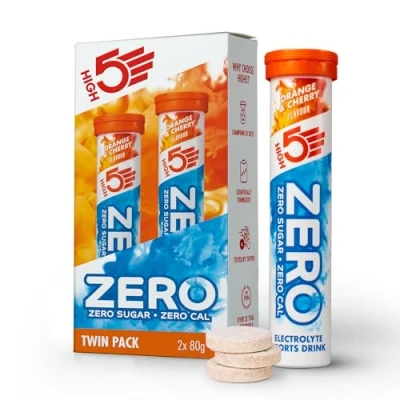 Obrázek HIGH5 ZERO elektrolyty bez cukru Hydration Helper, pro větší výkon a pohodu šumivé tablety Potassium Calcium hořčík pomeranč třešeň, 160 tablet elektrolytů (8 x 20 kusů)