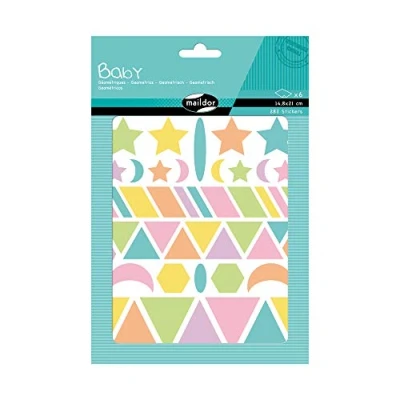 Obrázek Avenue Mandarine Maildor AE041O Baby Packung Stickers (mit 6 Bögen in Format DIN A5, 14, 8 x 21cm, ideal für Kinder ab 2 Jahren, geometrische Formen) 1 Pack
