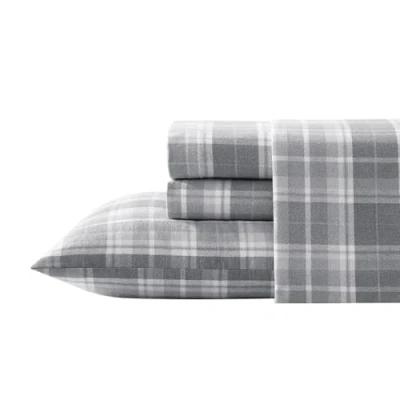 Obrázek Laura Ashley Sheets Baumwollflanell Bettwäsche Set, Baumwolle, Mulholland Plaid Grey, King Size
