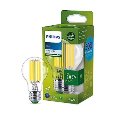 Obrázek Ultra účinná žárovka Philips LED Classic E27, s třídou energetické účinnosti A, nahrazuje 100 W, čirá, studená bílá