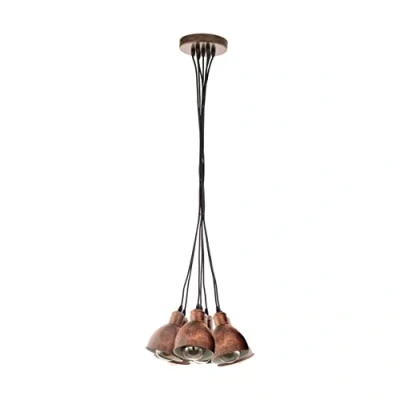 Obrázek EGLO závěsná lampa Priddy 1, 7 plamenných vintage závěsné svítidlo v industriálním designu, retro z oceli, barva: měděná antika, objímka: E27