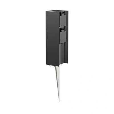 Obrázek ledscom.de Zahradní sloupek do zásuvky POMI se zemním kolíkem pro venkovní použití, IP44, 2dílný, černý, hranatý, 23 cm