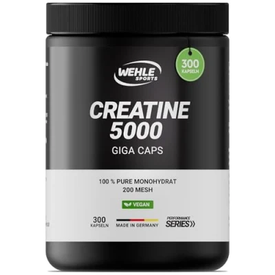 Obrázek kreatin kapsle ve vysokých dávkách, Workout Booster, 5000 mg monohydrát v denní dávce 300 veganských kreatinových kapslí, 100% čisté s faktorem Mesh 200 halal &amp; Vegan (300 kapslí)