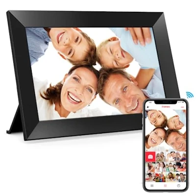 Obrázek Frameo 10,1 palcový WiFi digitální fotorámeček, 1280 x 800 HD IPS dotykový paměť 32 GB, automatická rotace, možnost montáže na stěnu, sdílejte fotografie okamžitě odkudkoliv