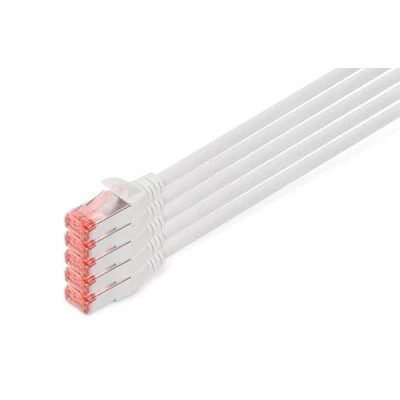 Obrázek DIGITUS LAN kabel Cat 6 10m 5 kusů RJ45 síťový S/FTP Geschirmt kompatibilní s 6A &amp; 7 bílý