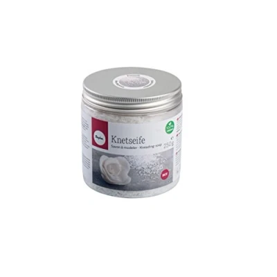 Obrázek Rayher Hnětací mýdlo, dóza 250 g, mýdlové vločky na hnětení, ručně vyrobené wellness pro vlastní výrobu, 100% veganské, neutrální, bez živočišných tuků a olejů, sypky, neprůhledné/bílé,