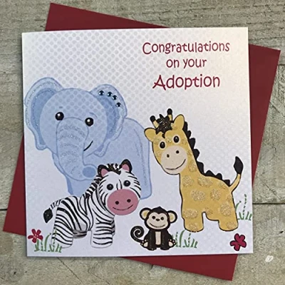 Obrázek WHITE COTTON CARDS &quot;Congratulations on Your Adoption Karte, handgefertigt, Weiß