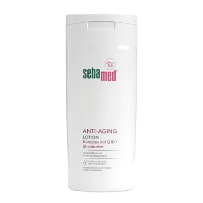 Obrázek SEBAMED Anti Aging Lotion, tělové mléko s Q10, pro muže a ženy, pomáhá proti svědění, předchází vysychání stárnutí, rychle se vstřebává tělový krém, suchou pokožku 200 ml
