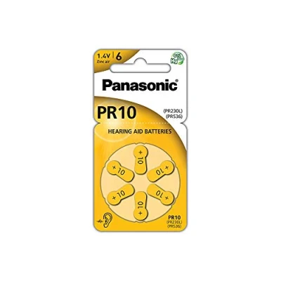 Obrázek Panasonic PR10 zinek vzduch baterie pro naslouchátka, typ 10, 1,4 V, do naslouchadel, 6 kusů, žluté