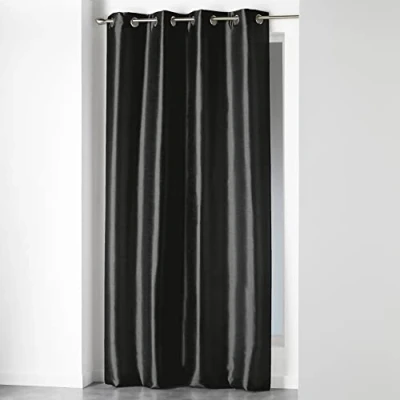 Obrázek Douceur d&#039;Intérieur Závěs, s očky, polyester, 140 x 240 cm, keramika, černá, 1 cm