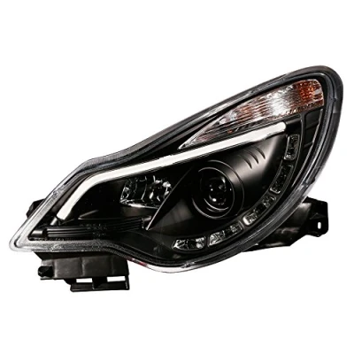 Obrázek AUTO STYLE Sada světlometů vč. TFL &#039;Light Bar&#039; kompatibilní s Opel Corsa D 2011 2014 černá bez OPC