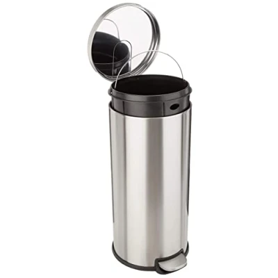 Obrázek Amazon Basics kulatý válcový odpadkový koš s funkcí Soft Close, ušlechtilá ocel, 30 l / 7. 9 gallons