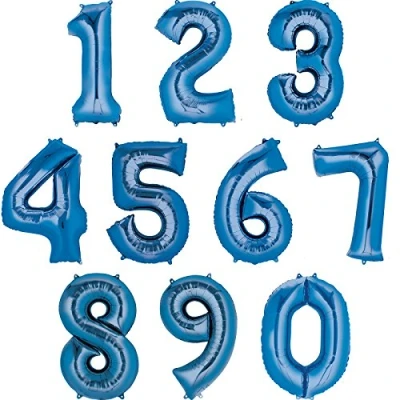 Obrázek amscan Číslo SuperShape Fóliový balónek číslo 9, 1 kus, fólie Mylar, modrá, 81,3 cm, 86,4 cm (34 palců)