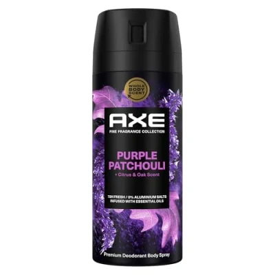 Obrázek Axe Fine Fragrance Collection Premium tělový sprej Purple Patchouli Deo bez hliníku pro 72 hodin svěžesti 150 ml
