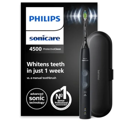 Obrázek Philips Sonicare ProtectiveClean 4500 elektrický zubní kartá?ek HX6830 / 53 sonický se 2 ?isticími programy, kontrolou tlaku, ?asova?em a cestovním pouzdrem ?erný