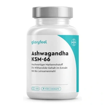 Obrázek Ashwagandha KSM 66® 210 kapslí 7. 200 mg čisté z extraktu 600 (12:1) denně indický jahoda veganský, laboratorně testováno, vyrobeno v Německu bez přísad